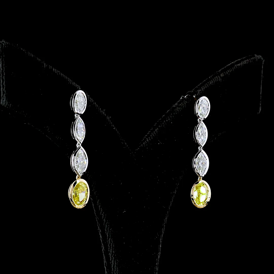 3.55 Cts 14k Two Tone Mix Shape Hanging Earring - Image 2