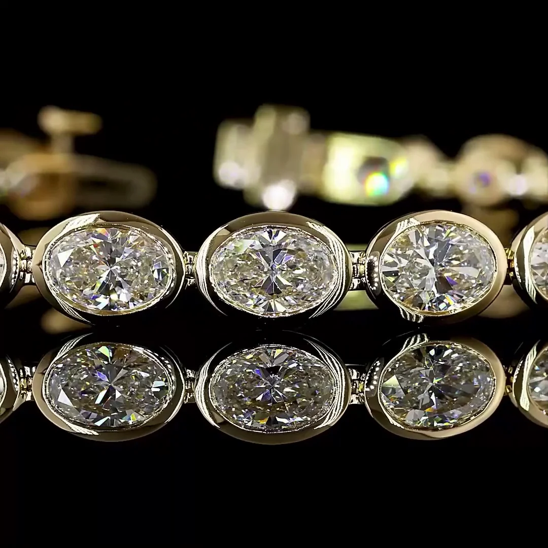 10.91 Cts 14k Yellow Gold Oval Shape Tennis Bracelet - Image 2