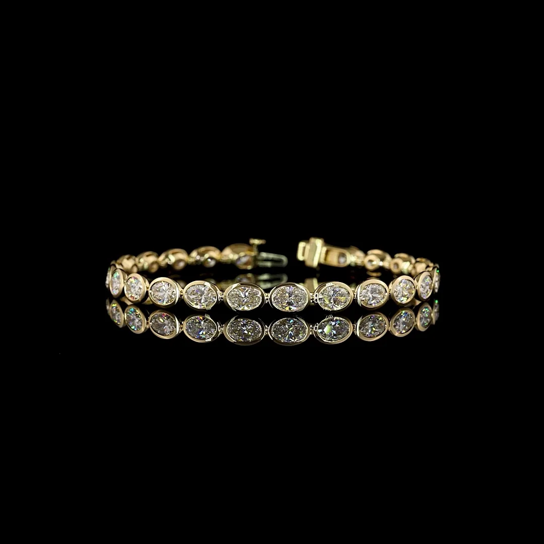 10.91 Cts 14k Yellow Gold Oval Shape Tennis Bracelet - Video