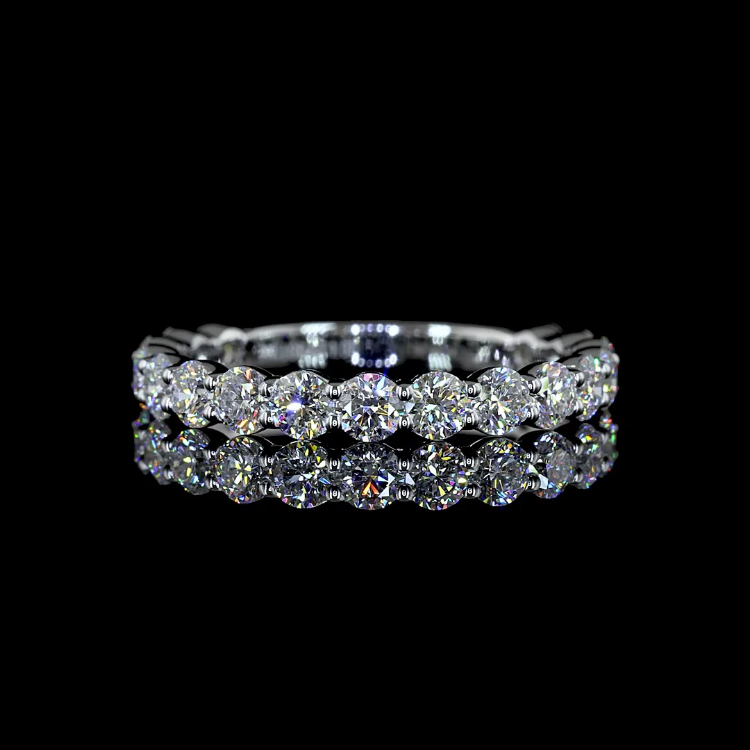 1.07 Cts 14k White Gold Round Shape 3/4 Band Eternity Band - Video