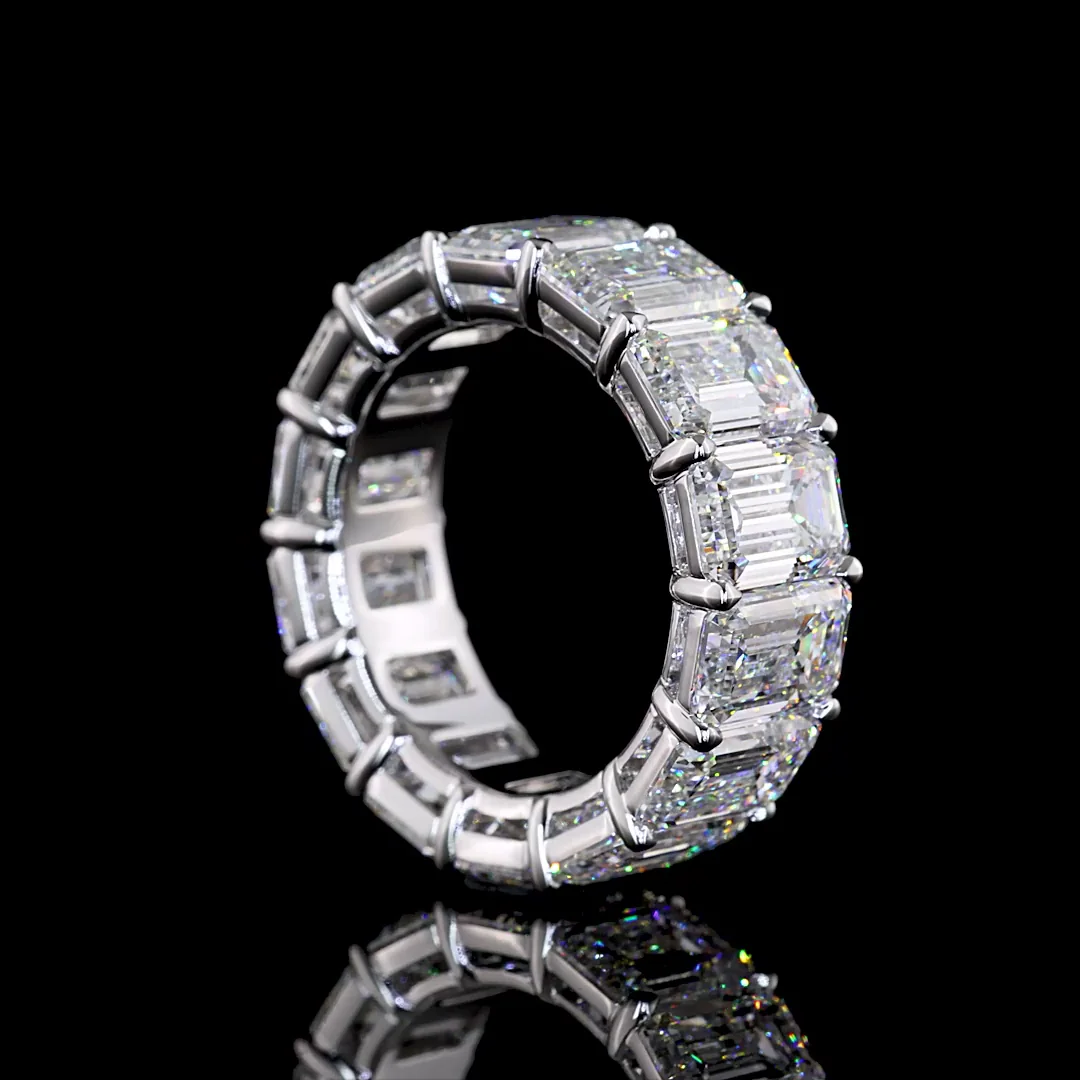 14.38 Cts 14k White Gold Emerald Shape Eternity Band Eternity Band - Image 2