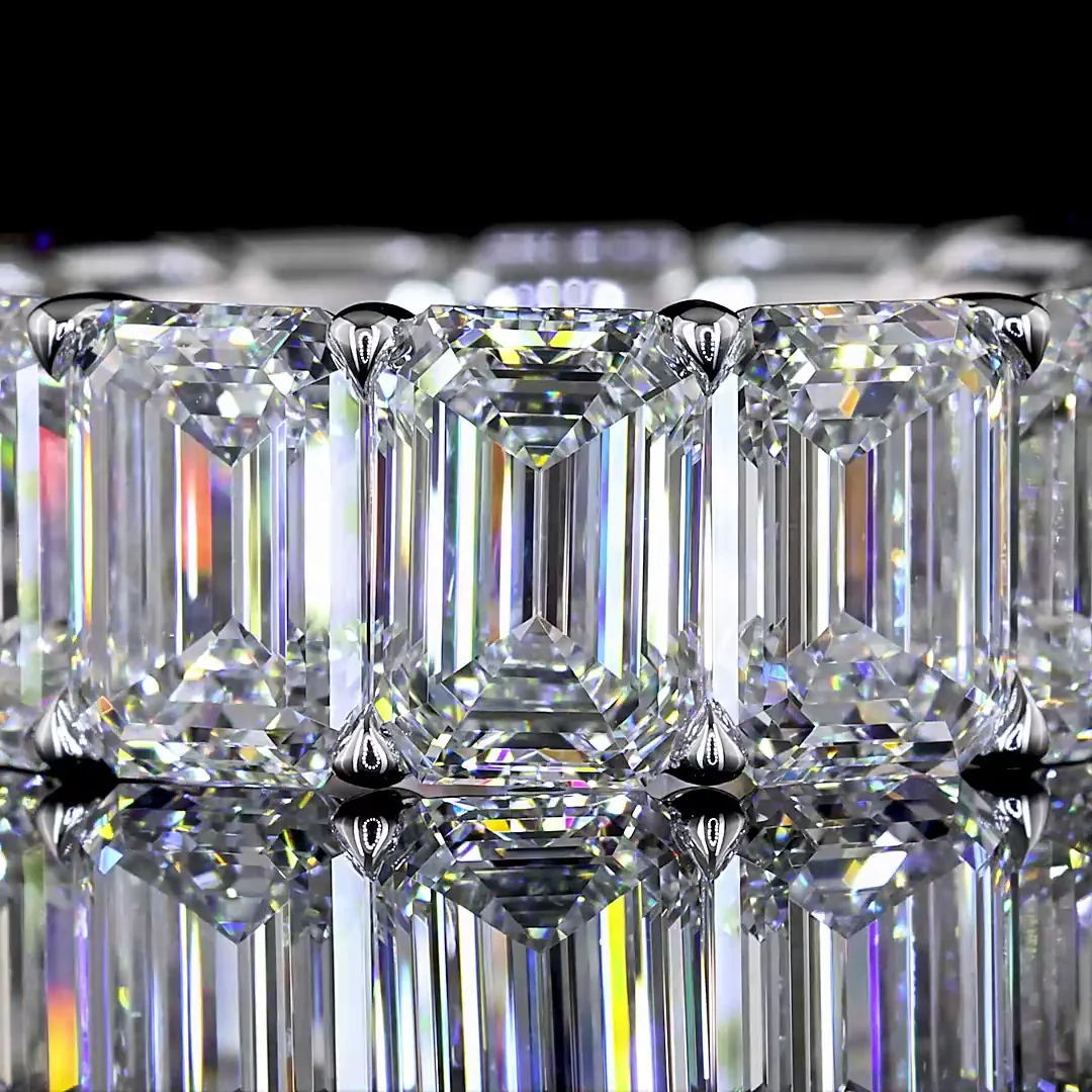 14.38 Cts 14k White Gold Emerald Shape Eternity Band Eternity Band - Image 3