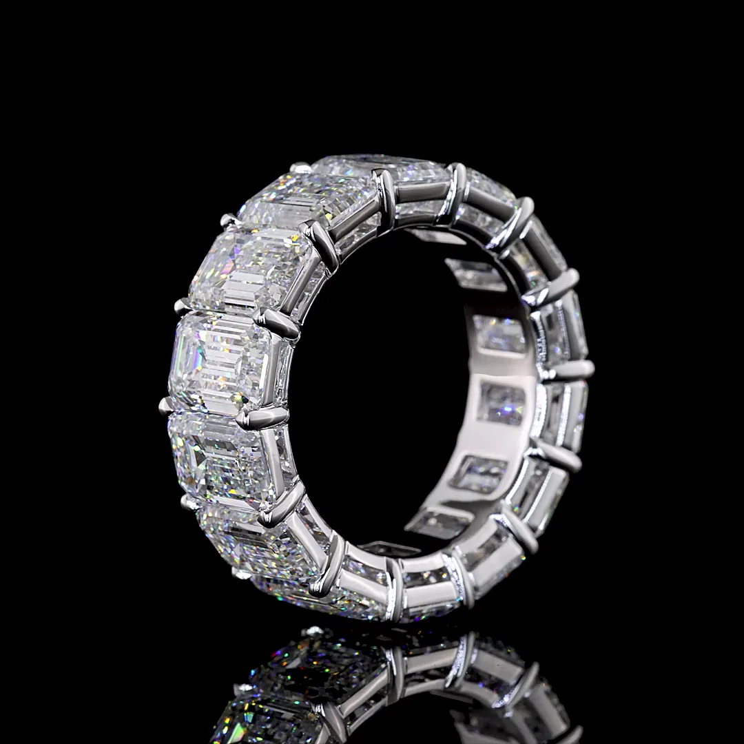 14.38 Cts 14k White Gold Emerald Shape Eternity Band Eternity Band - Image 4