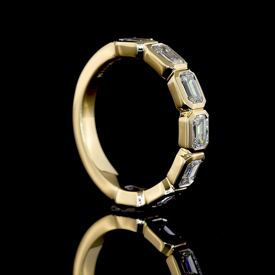 1.14 Cts 14k Yellow Gold Emerald Shape 7 Stones Eternity Band - Image 2