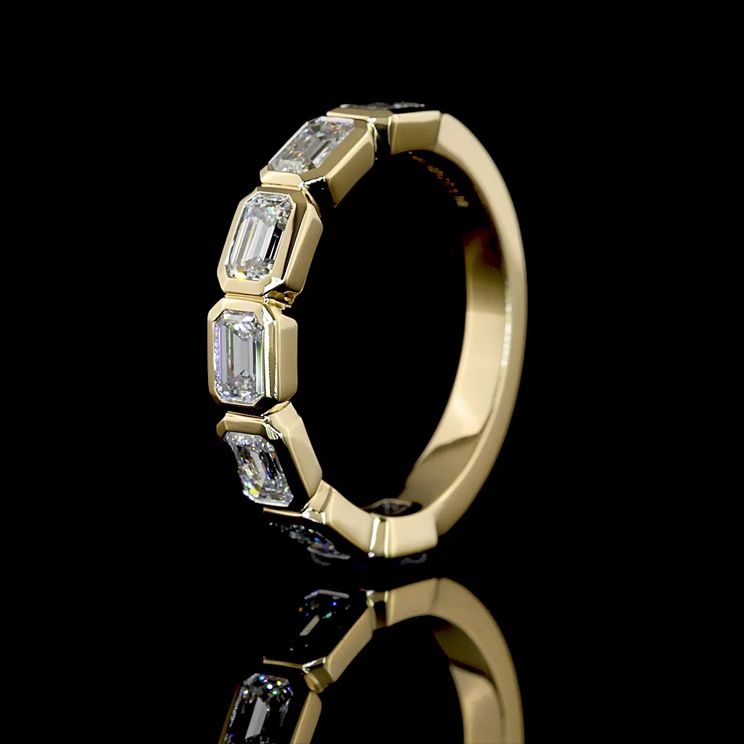 1.14 Cts 14k Yellow Gold Emerald Shape 7 Stones Eternity Band - Image 4