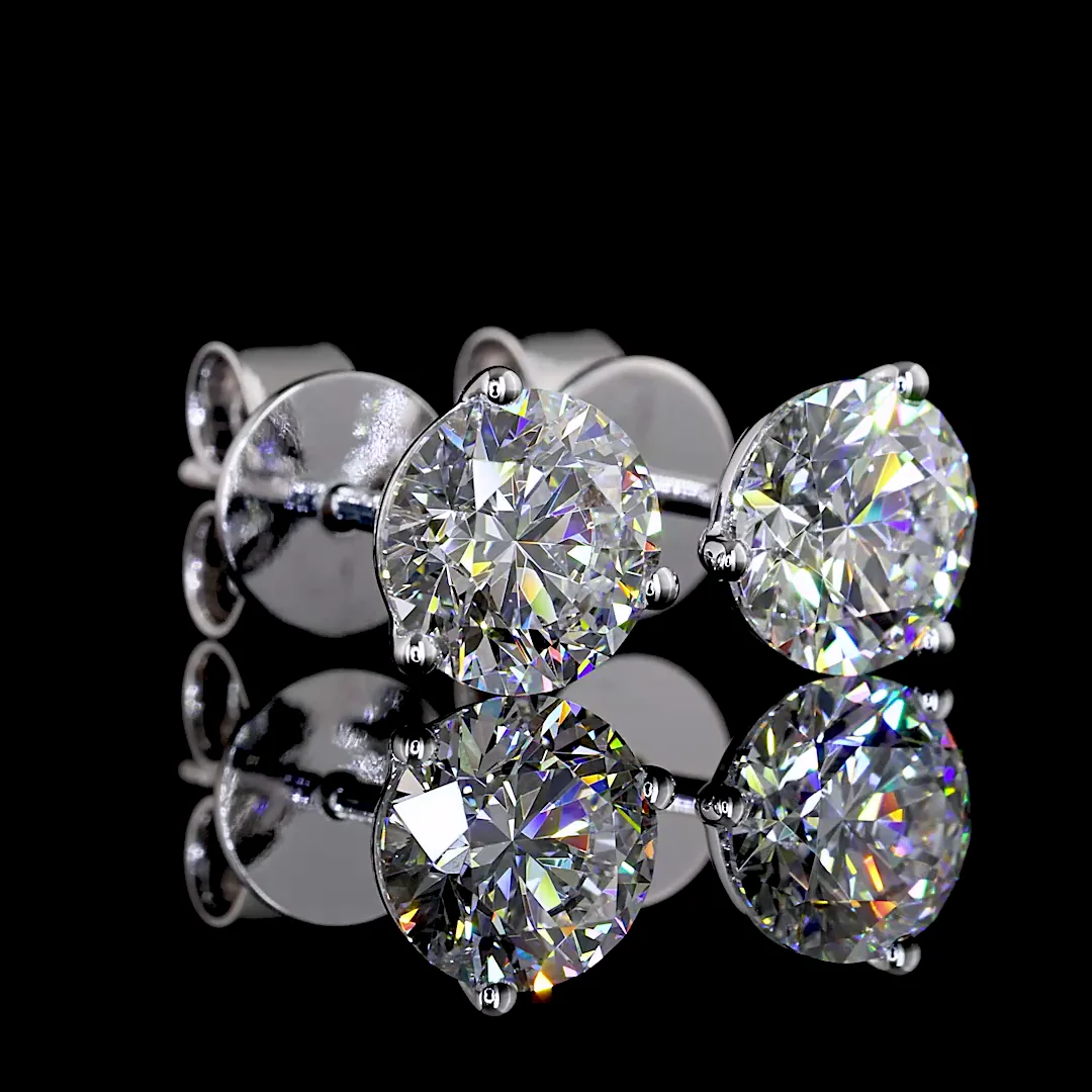 1.5 Cts 14k White Gold Round Shape Martini Earring - Image 2