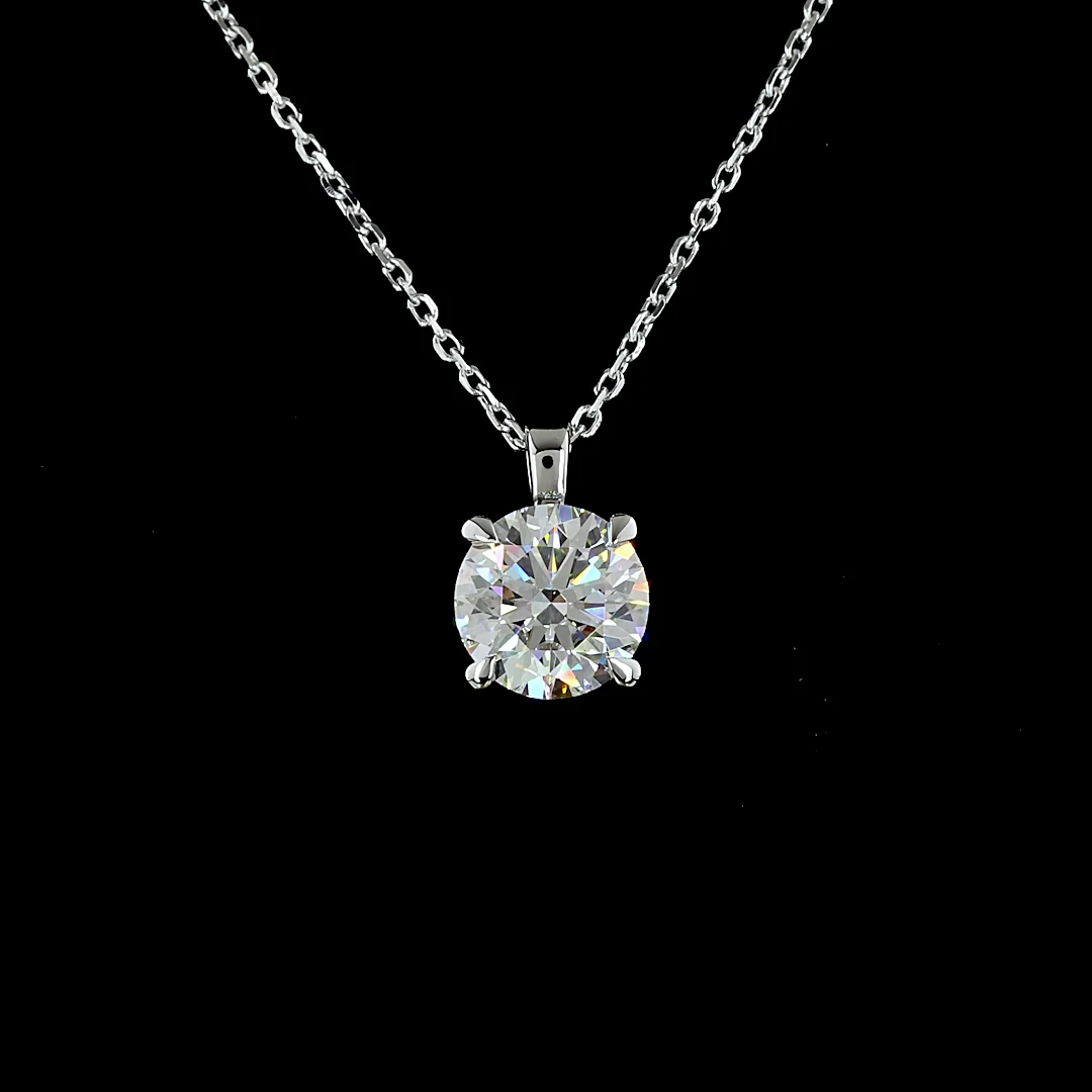 1.52 Cts 14k White Gold Round Shape Solitaire Pendant - Image 3
