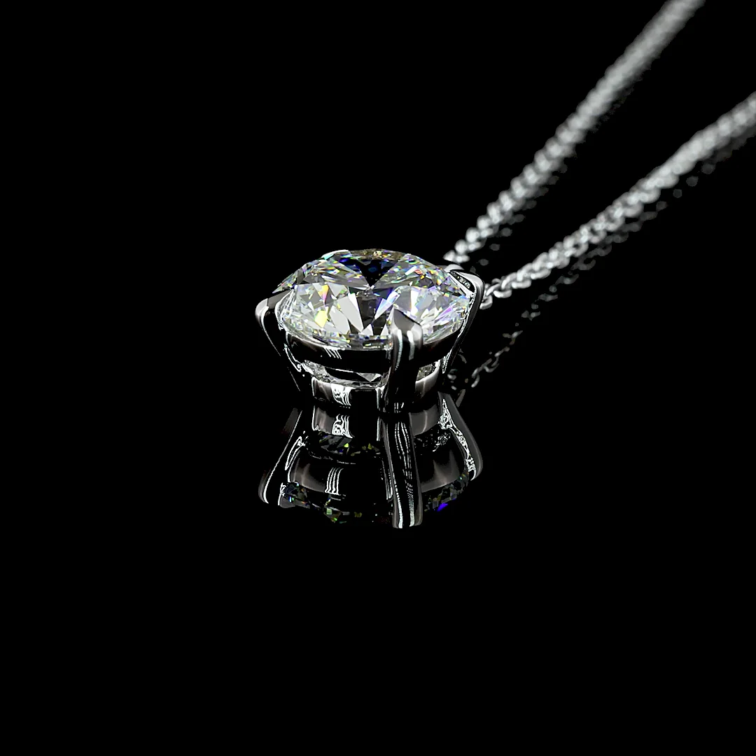 1.52 Cts 14k White Gold Round Shape Solitaire Pendant - Image 4