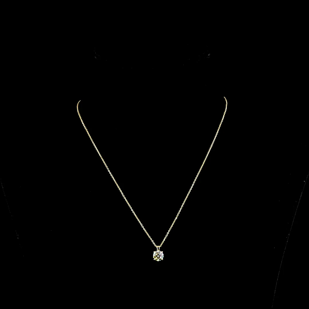 1.01 Cts 14k Yellow Gold Round Shape Solitaire Pendant - Video