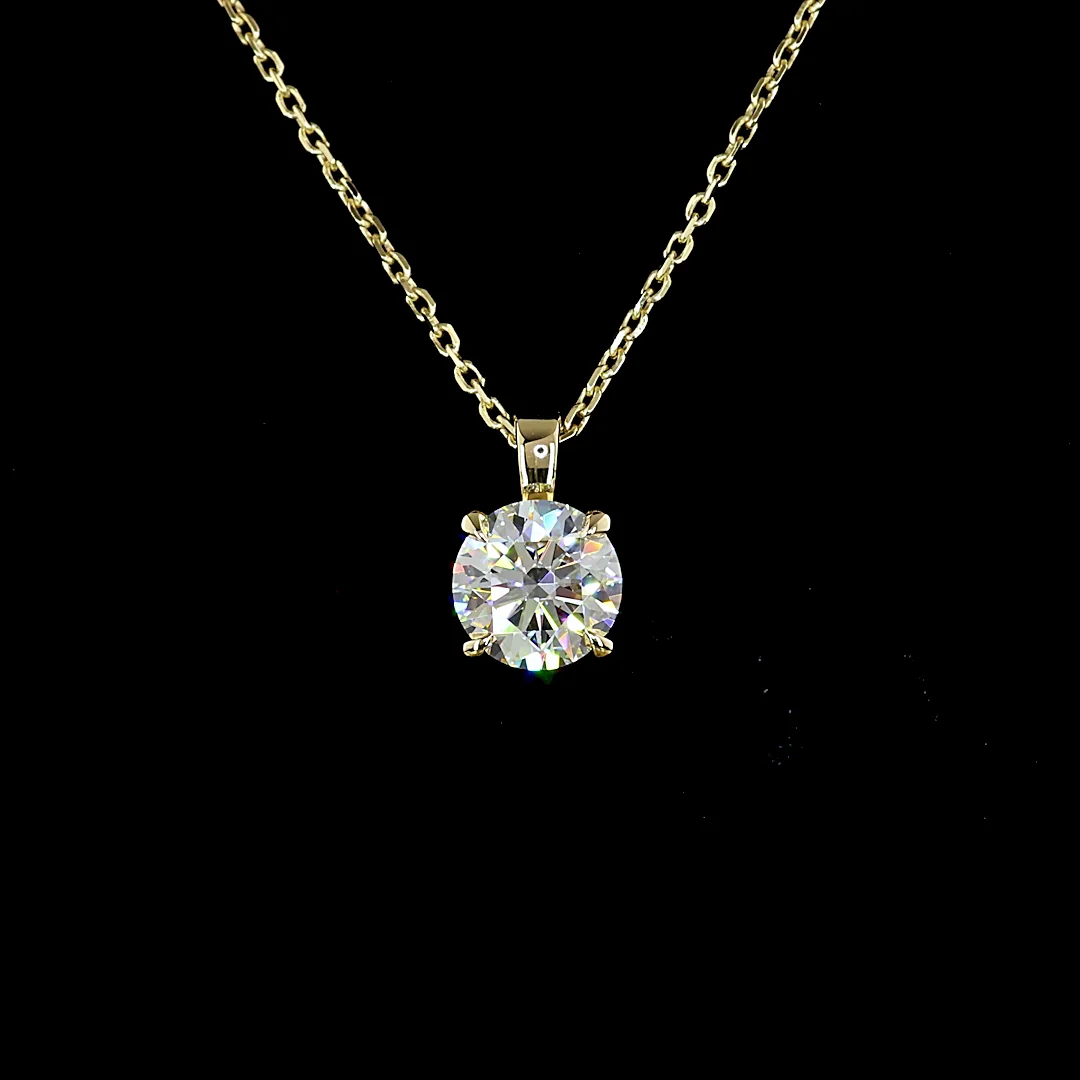 1 Cts 14k Yellow Gold Round Shape Pendant Pendant - Image 3