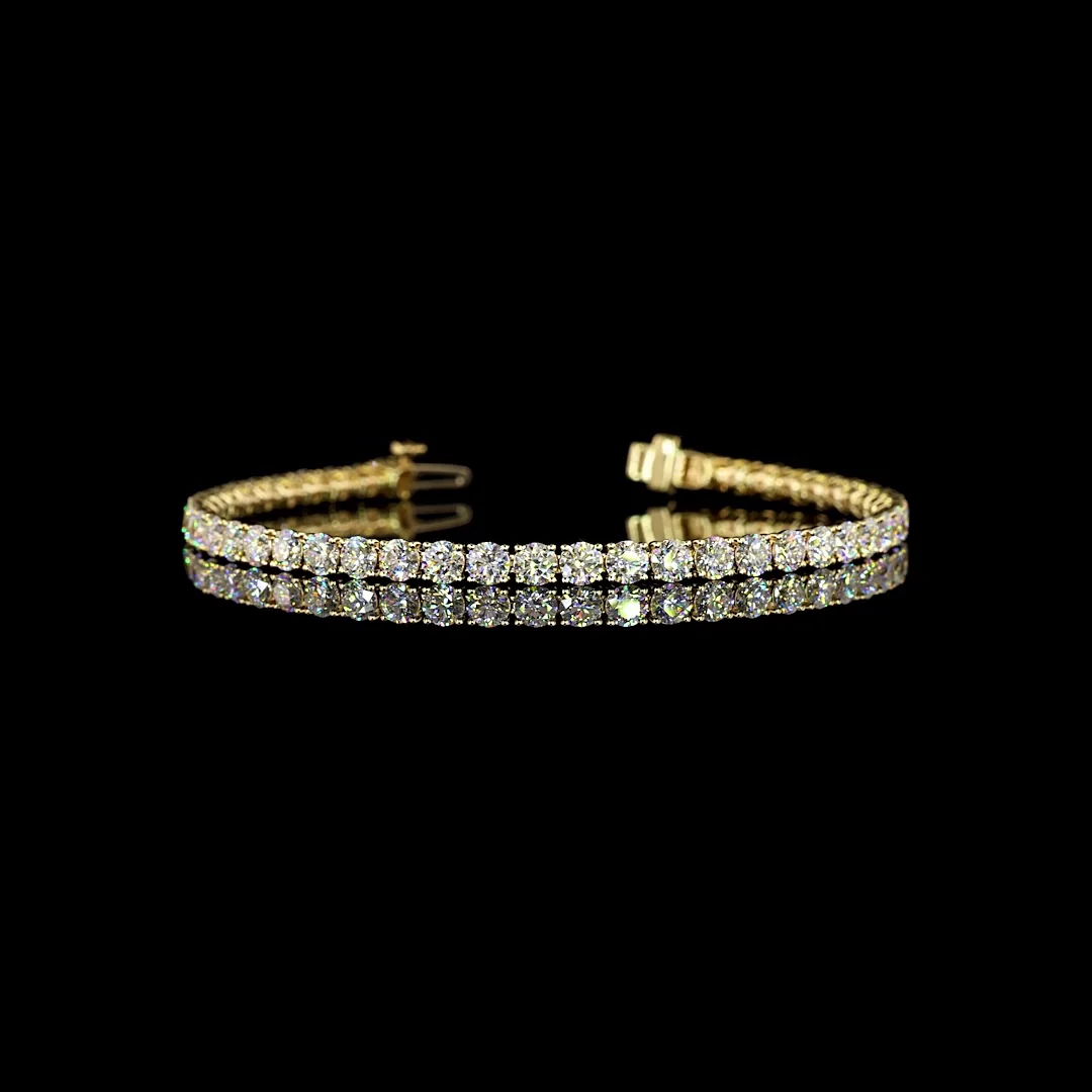 7.05 Cts 14k Yellow Gold Round Shape Tennis Bracelet - Video