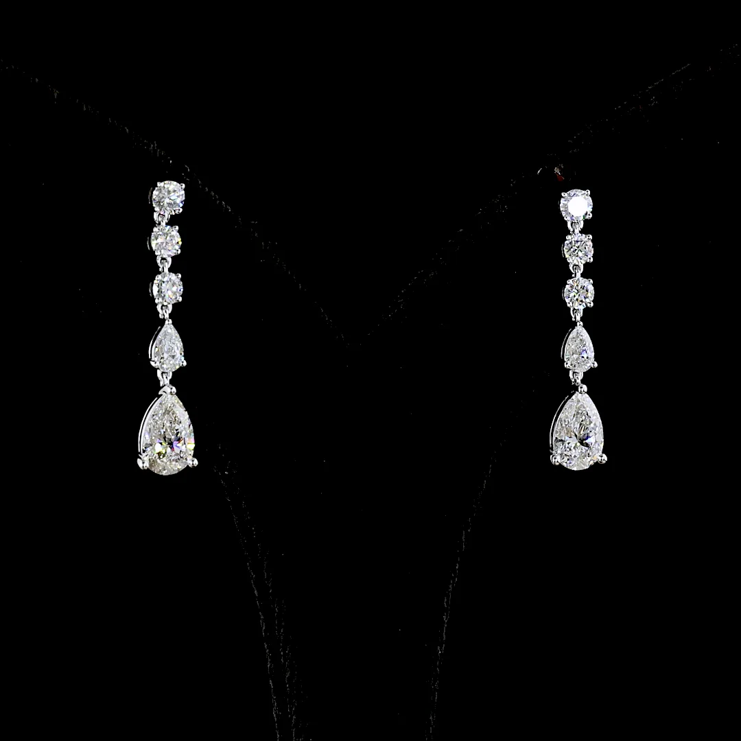 2.52 Cts 14k White Gold Mix Shape Hanging Earring - Image 2