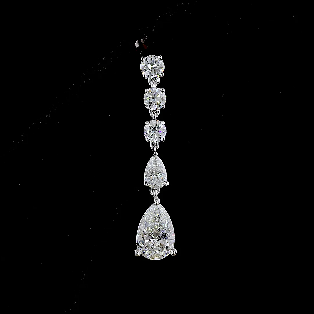 2.52 Cts 14k White Gold Mix Shape Hanging Earring - Image 3