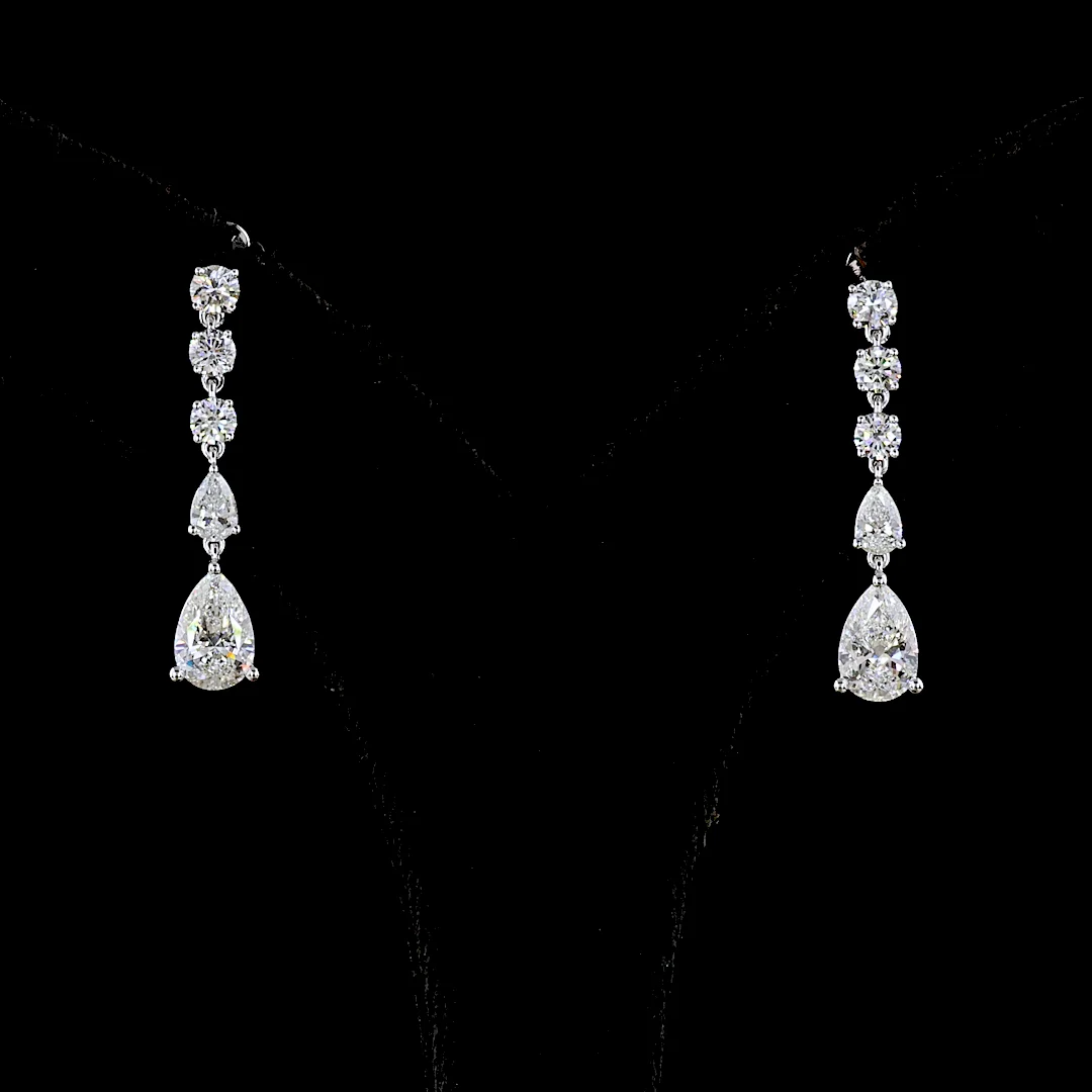 2.52 Cts 14k White Gold Mix Shape Hanging Earring - Video