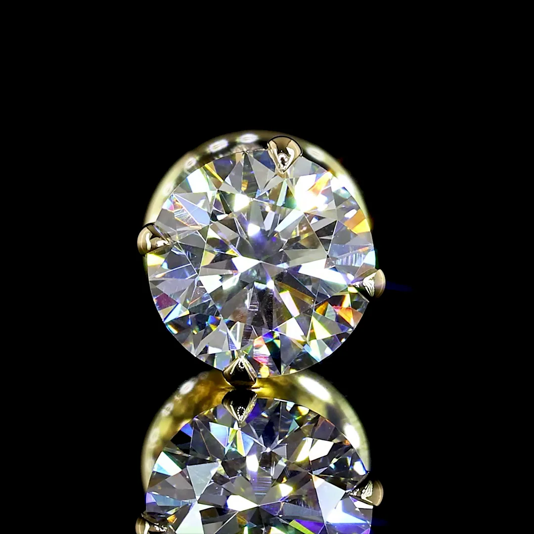 1.08 Cts 14k Yellow Gold Round Shape Studs Earring - Image 3