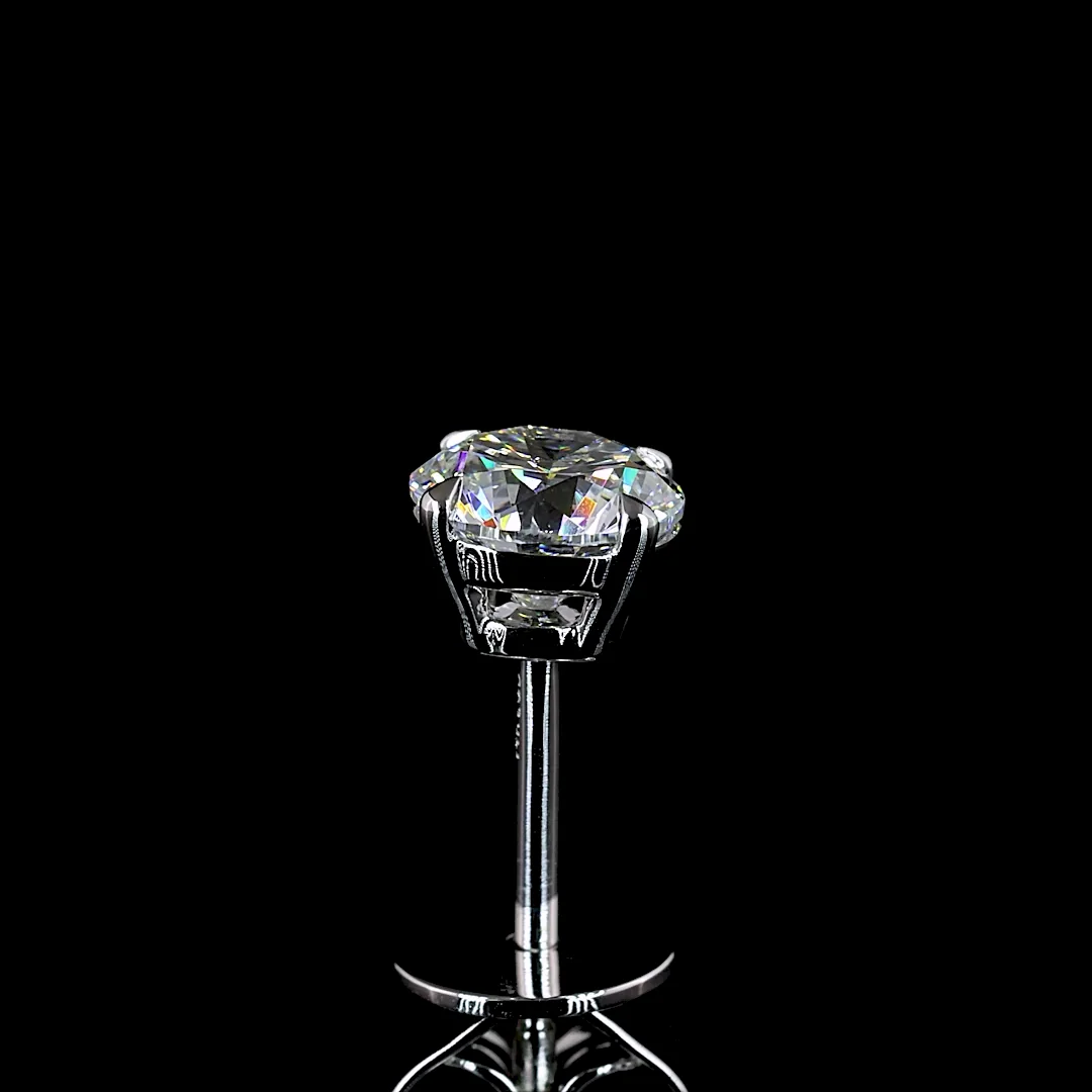 1.09 Cts 14k White Gold Round Shape Studs Earring - Image 4