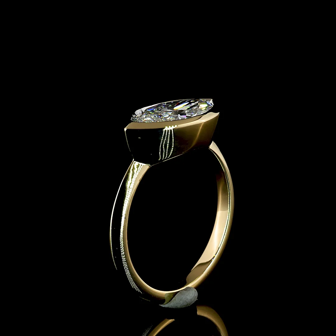 2.09 Cts 14k Yellow Gold Marquise Shape Solitaire Ring - Image 4