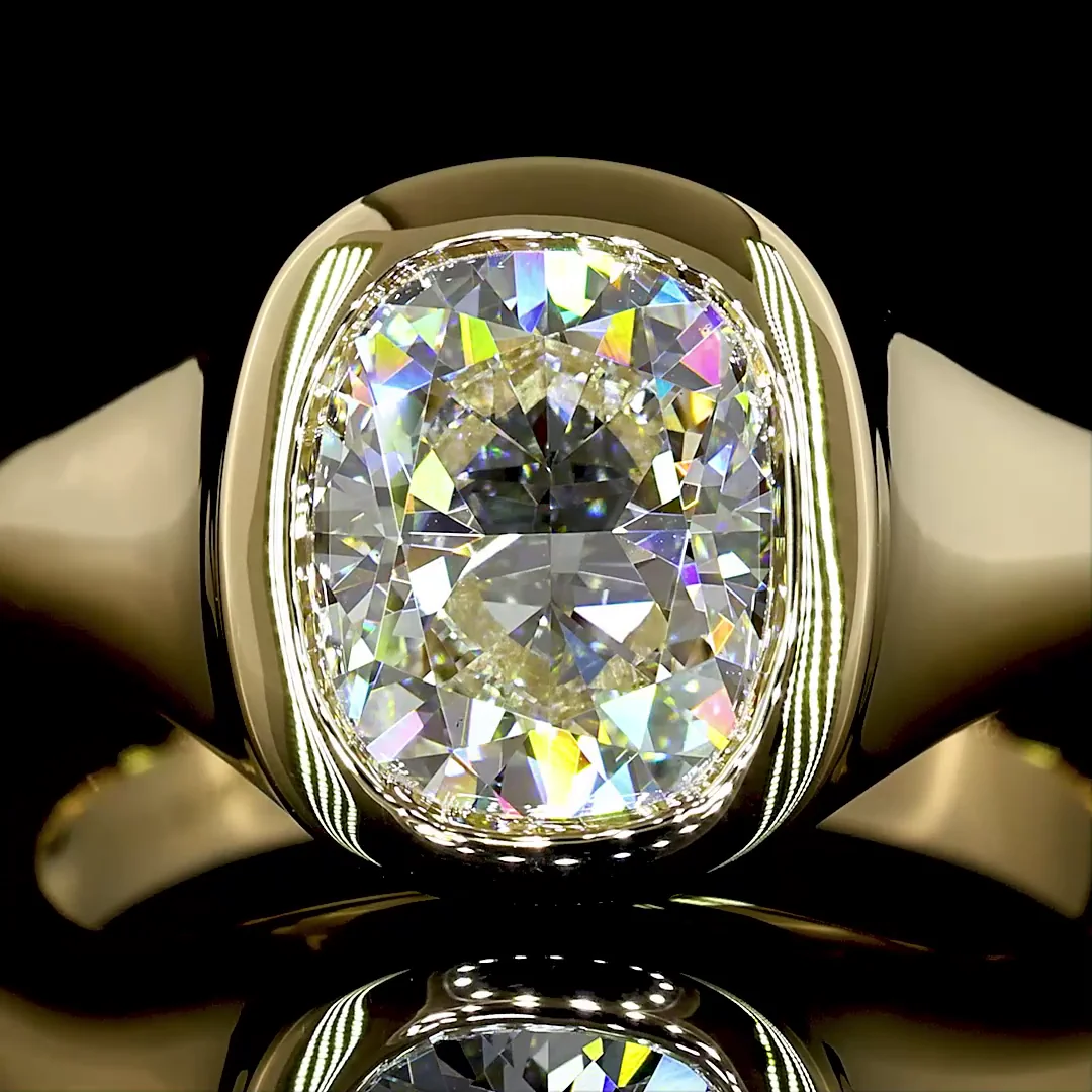 2.11 Cts 14k Yellow Gold Cushion Brilliant Shape Solitaire Ring - Image 3