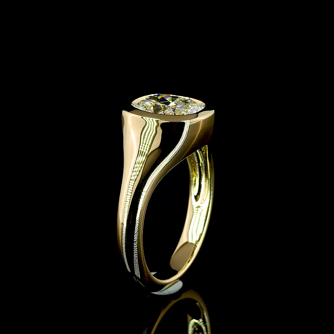 2.11 Cts 14k Yellow Gold Cushion Brilliant Shape Solitaire Ring - Image 4