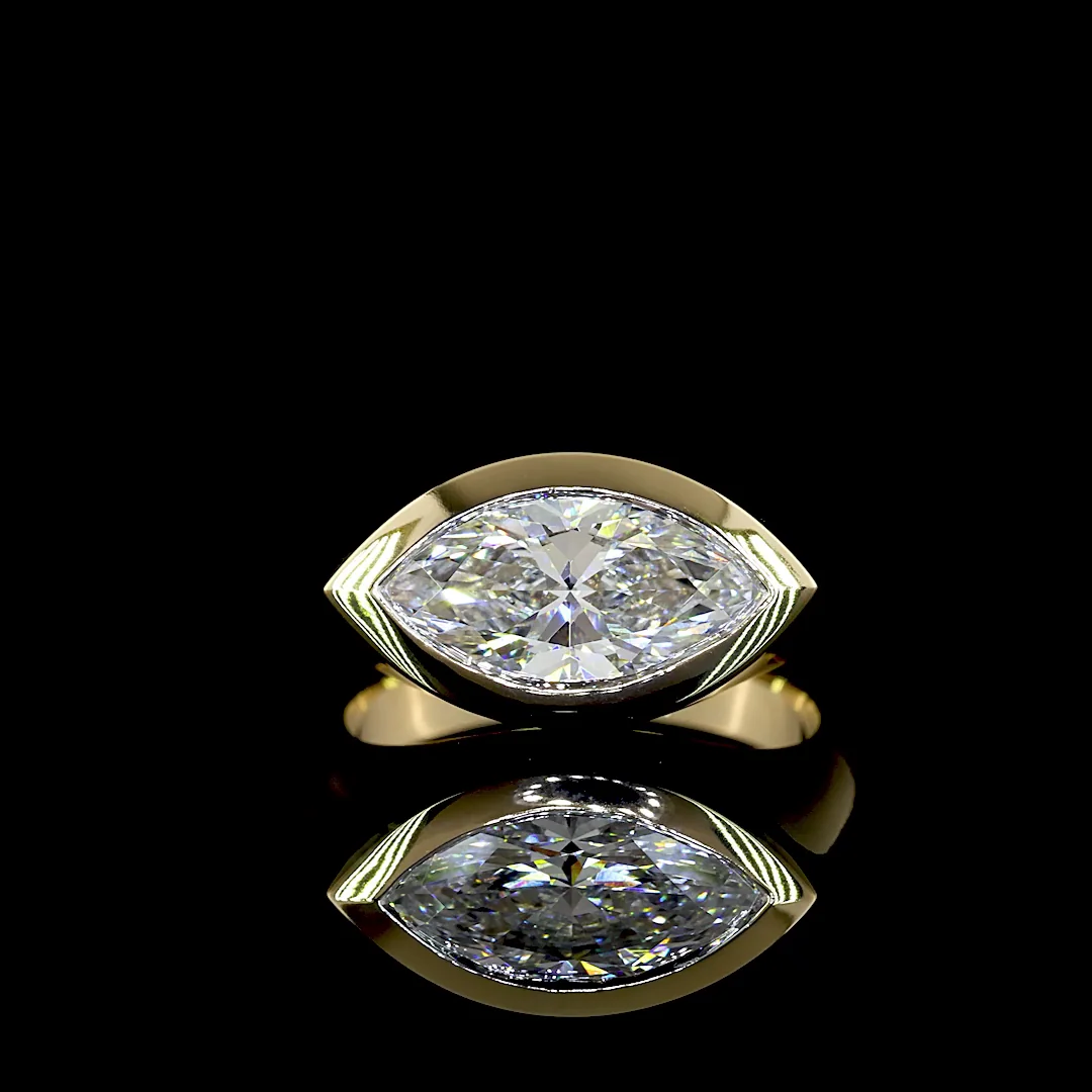 2.5 Cts 14k Yellow Gold Marquise Shape Solitaire Ring - Video