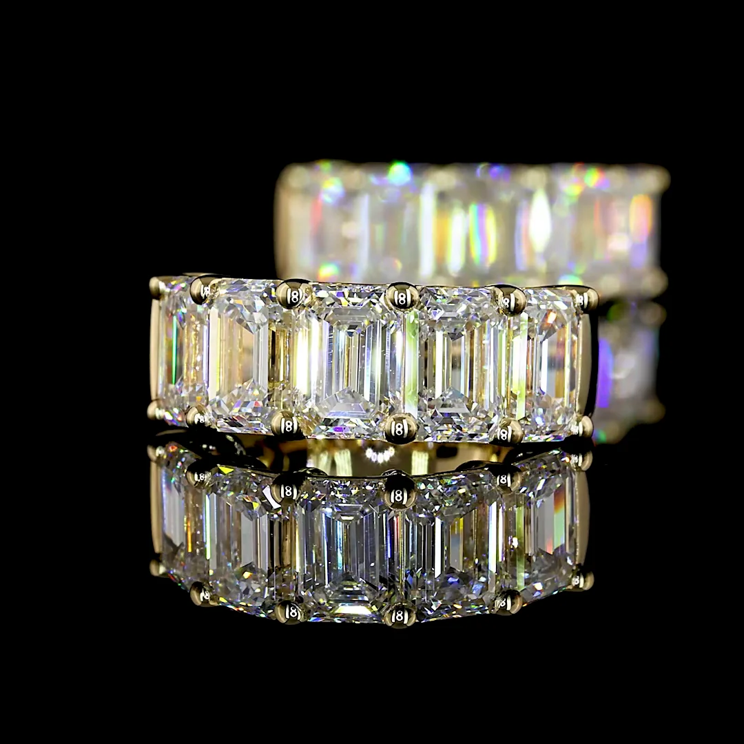 3.26 Cts 14k Yellow Gold Emerald Shape Huggies Earring - Image 2