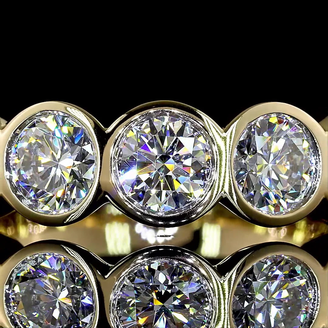 2 Cts 14k Yellow Gold Round Shape 5 Stones Eternity Band - Image 3