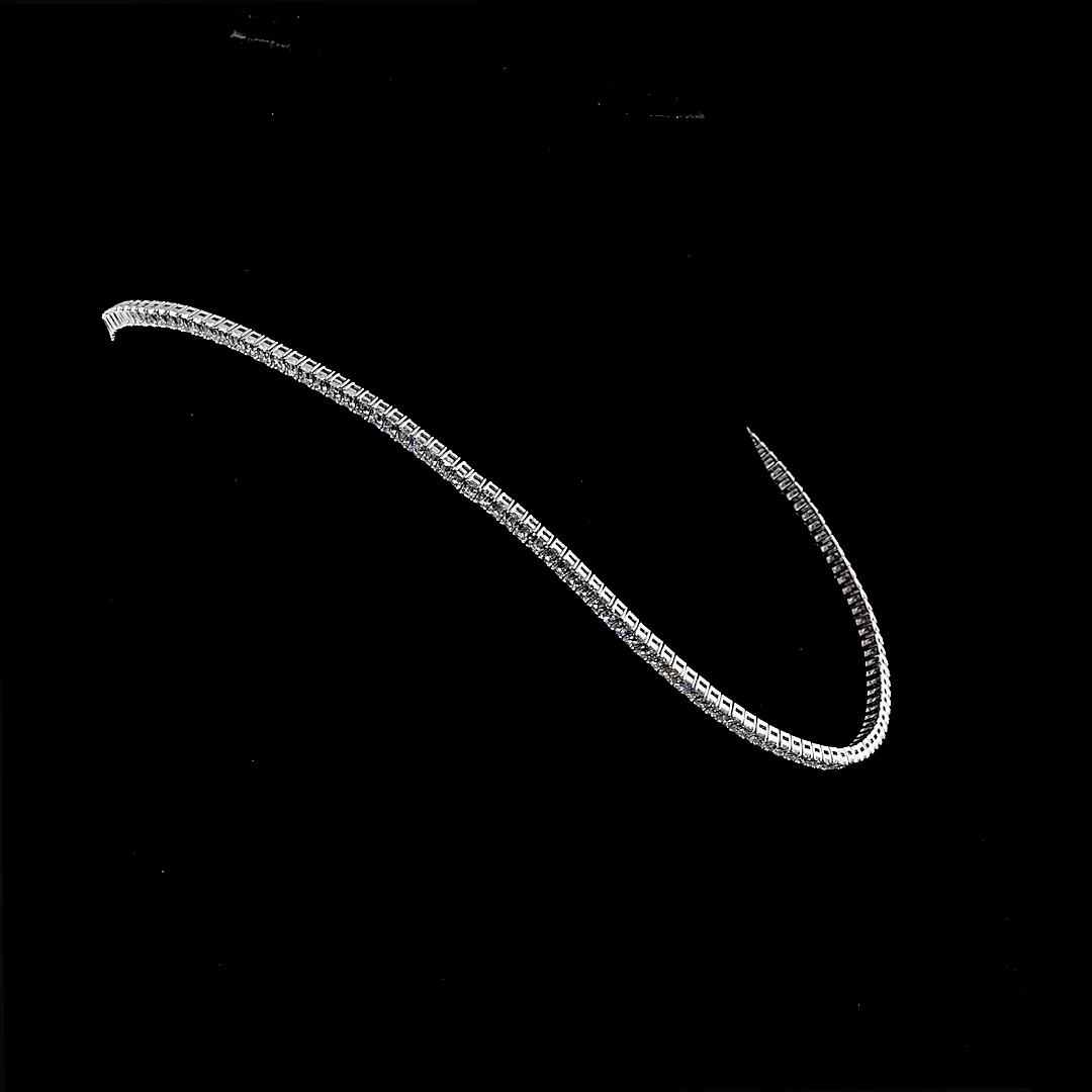 14.51 Cts 14k White Gold Emerald Shape Tennis Necklace - Image 3