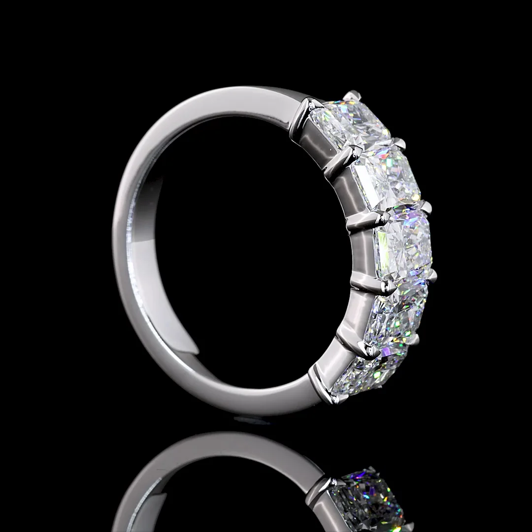 3.05 Cts 14k White Gold Radiant Shape 5 Stones Eternity Band - Image 2