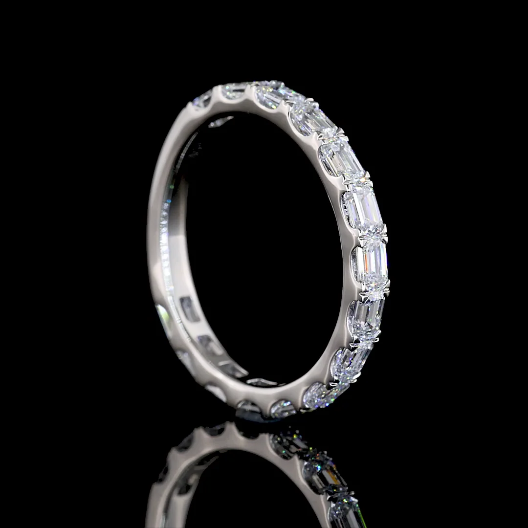 1.43 Cts Platinum Emerald Shape 3/4 Band Eternity Band - Image 2