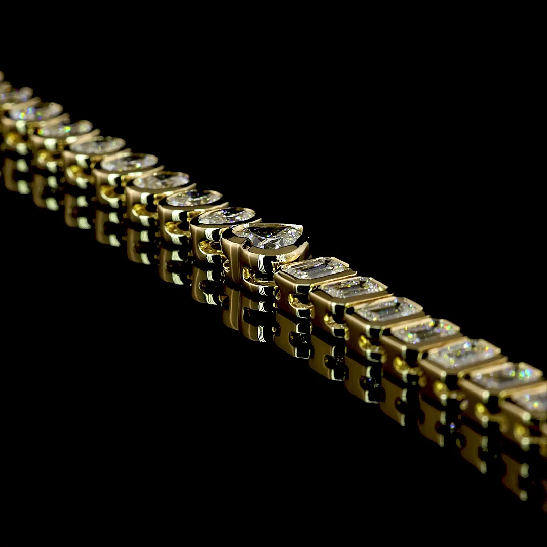 8 Cts 14k Yellow Gold Mix Shape Tennis Necklace - Image 4