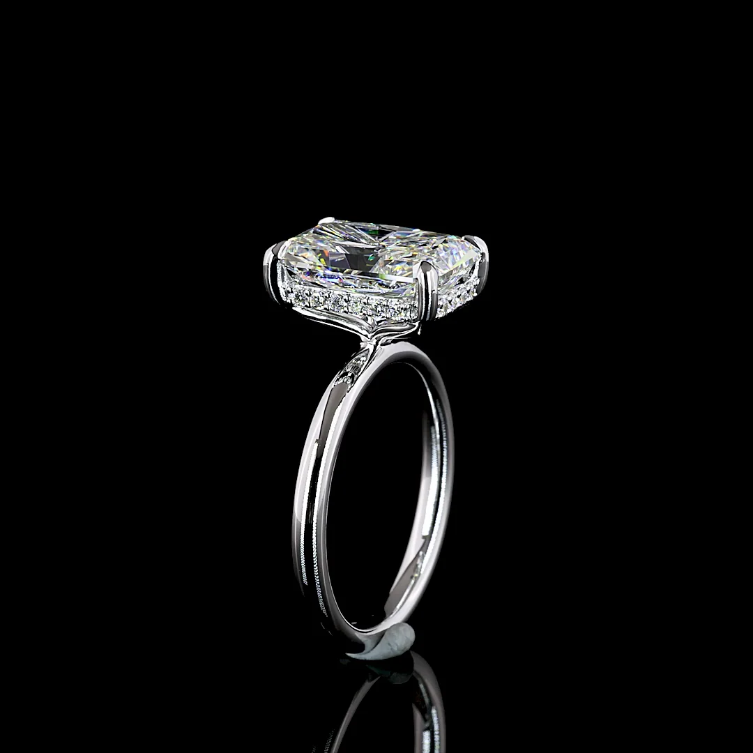 3.38 Cts 14k White Gold Cushion Brilliant Shape Special Ring - Image 4