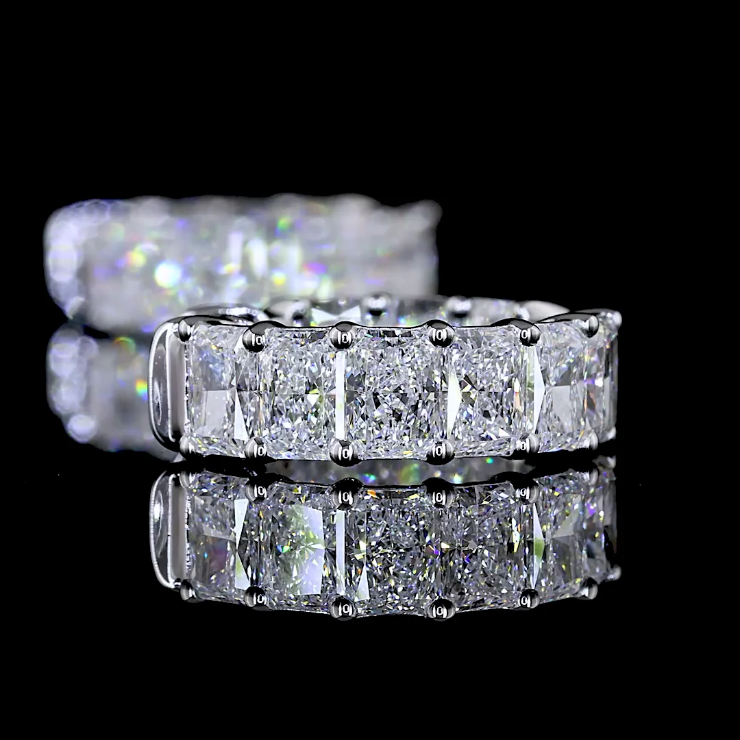 2.99 Cts 14k White Gold Radiant Shape Huggies Earring - Image 2