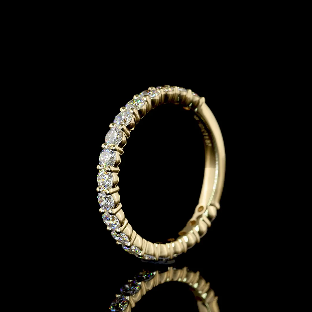 1.07 Cts 14k Yellow Gold Round Shape 3/4 Band Eternity Band - Image 4