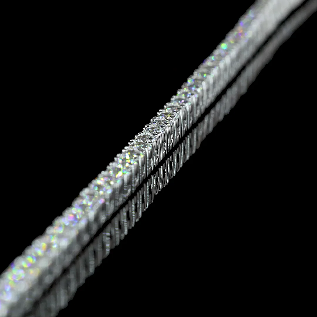 5.45 Cts 14k White Gold Round Shape Tennis Necklace - Image 2