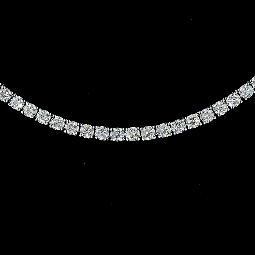 5.45 Cts 14k White Gold Round Shape Tennis Necklace - Image 3