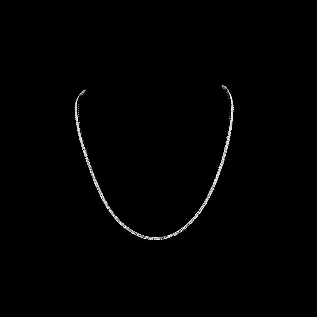 5.45 Cts 14k White Gold Round Shape Tennis Necklace - Video