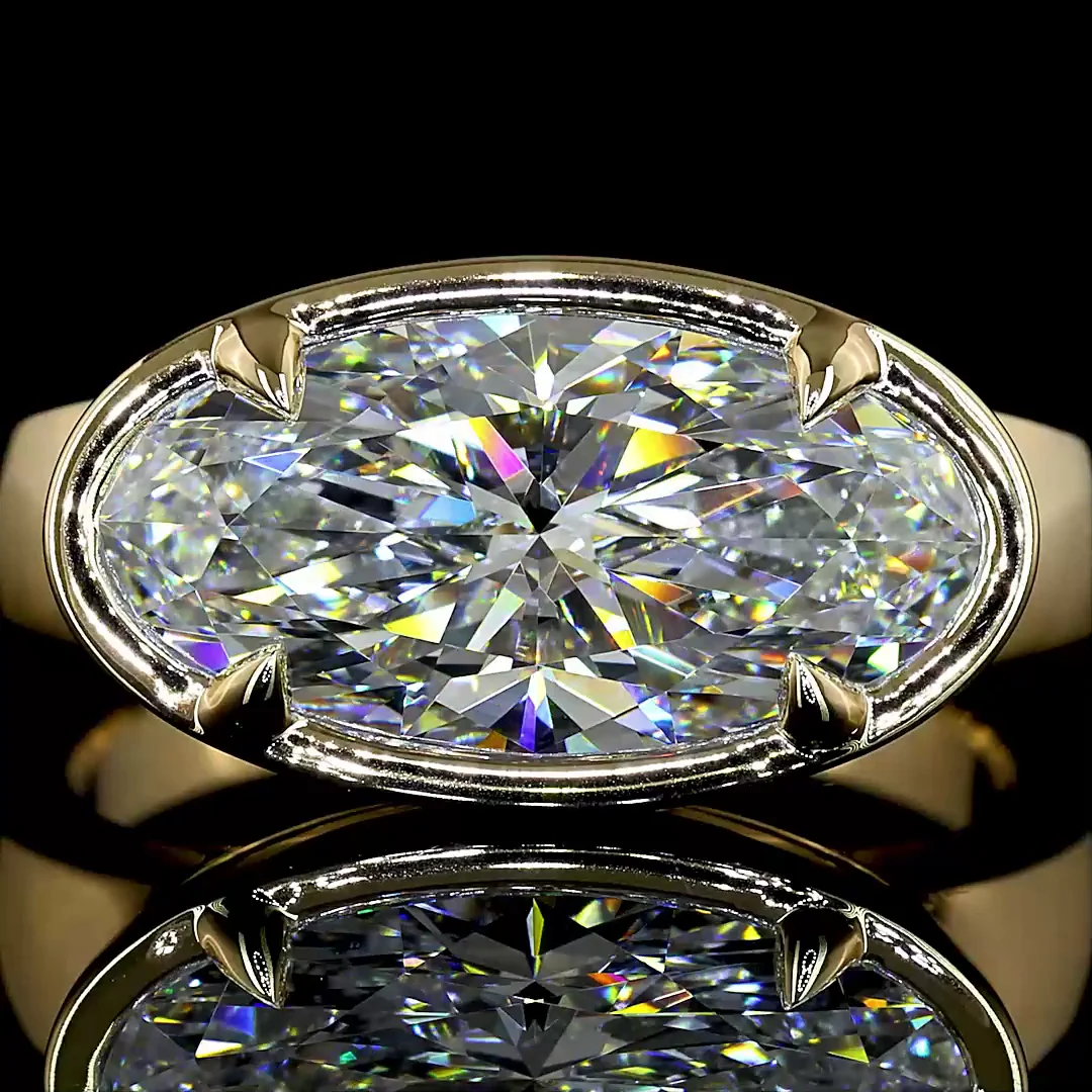 3.12 Cts 14k Yellow Gold Oval Shape Solitaire Ring - Image 3