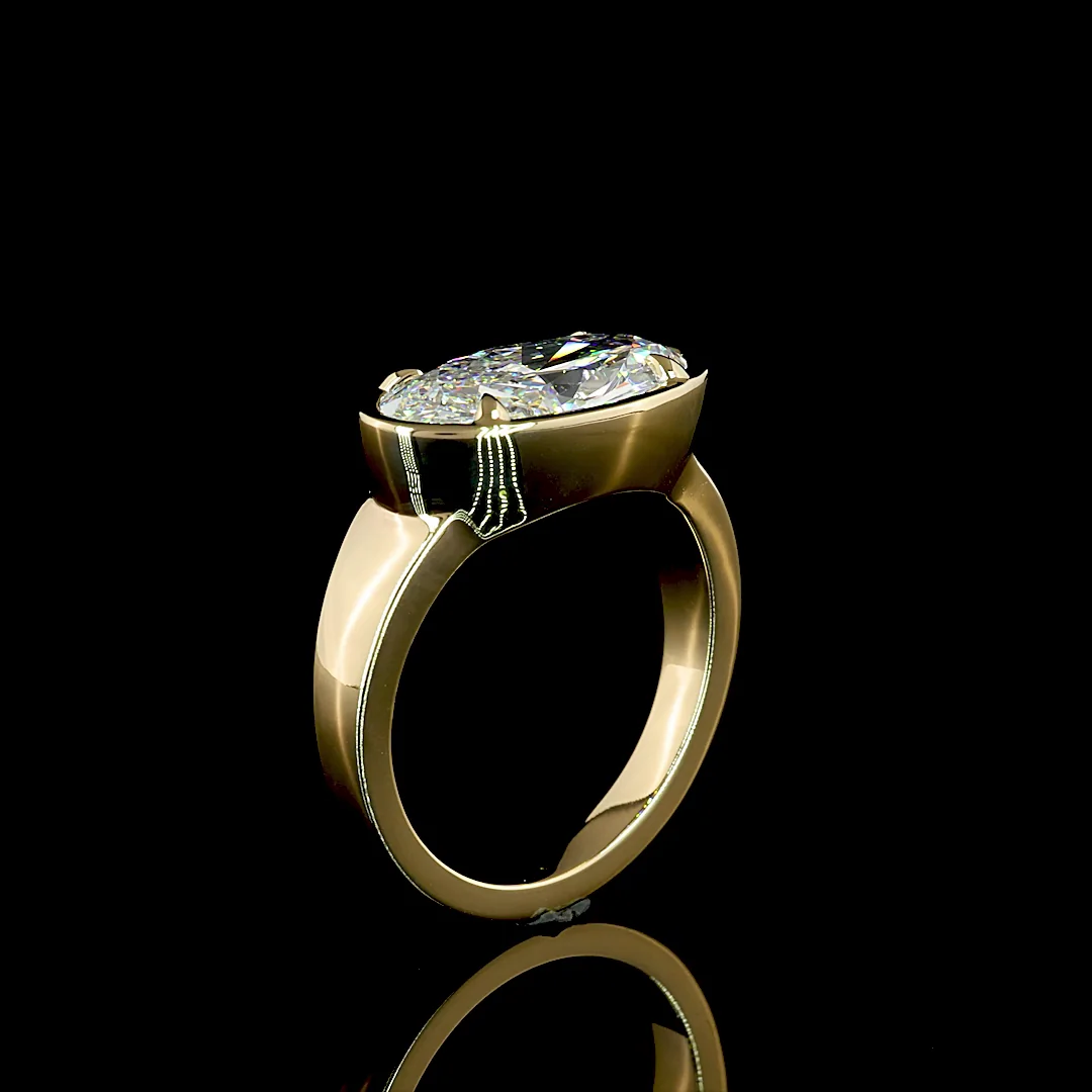 3.12 Cts 14k Yellow Gold Oval Shape Solitaire Ring - Image 4