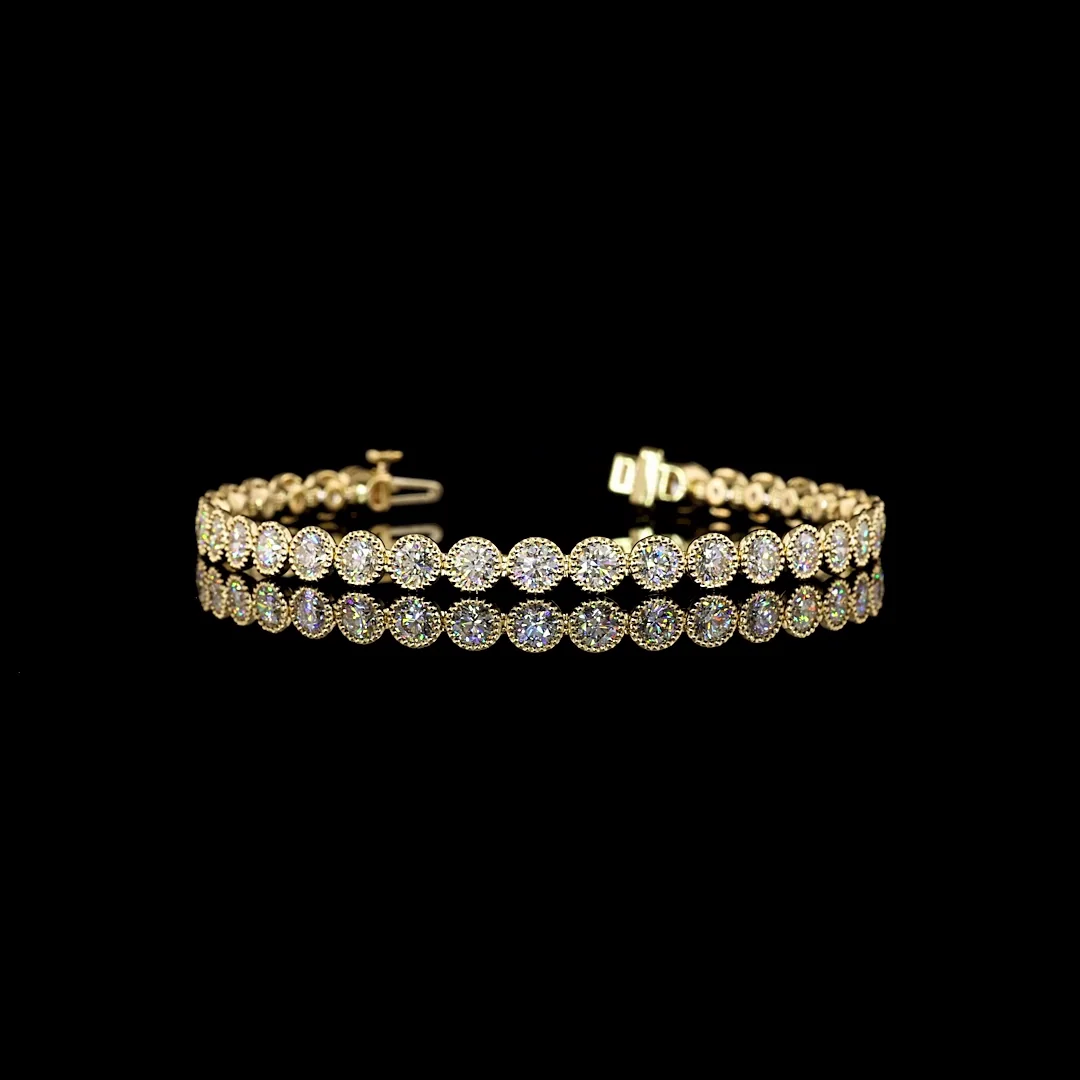 6.77 Cts 14k Yellow Gold Round Shape Tennis Bracelet - Video