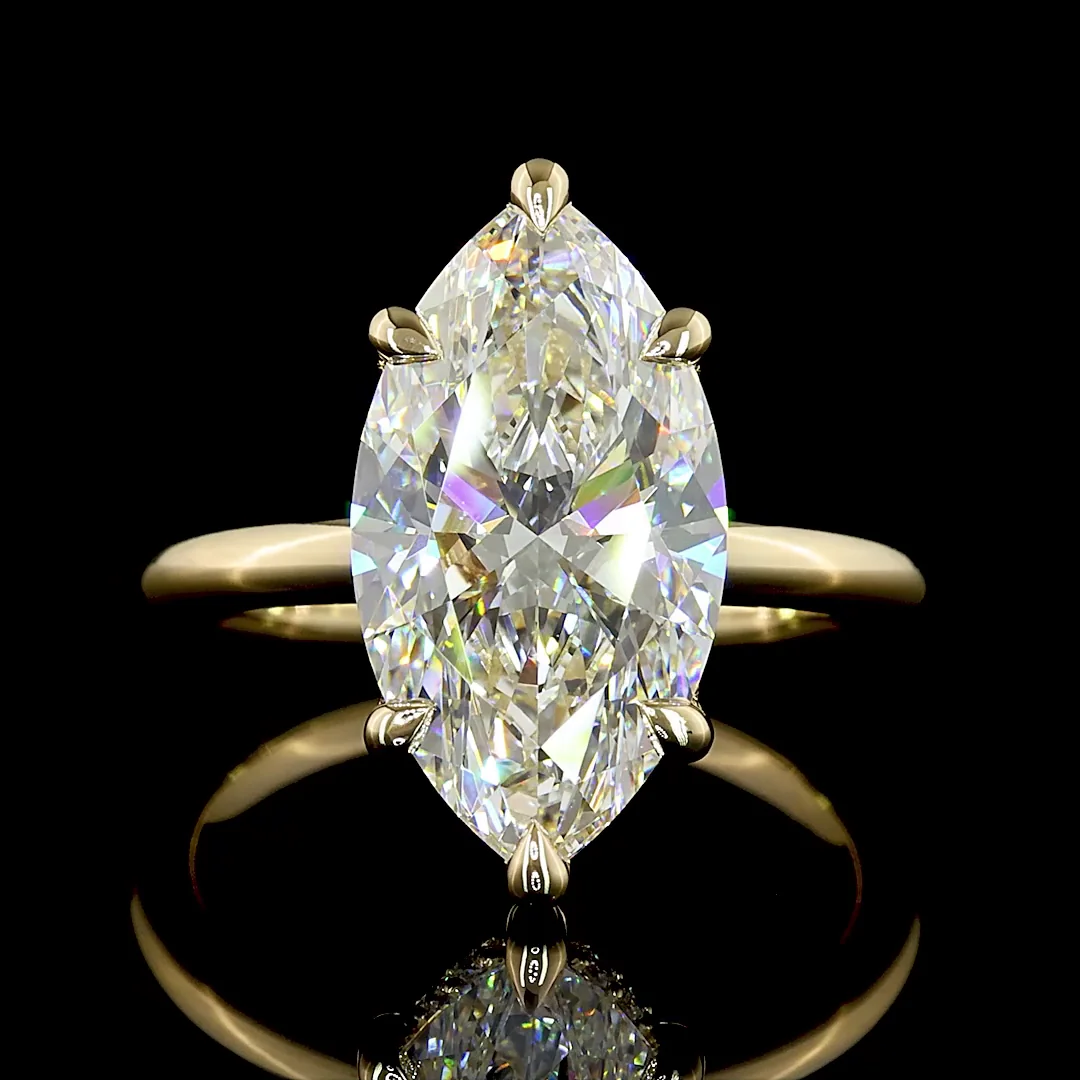 5.2 Cts 14k Yellow Gold Marquise Shape Hidden Halo Ring - Image 3