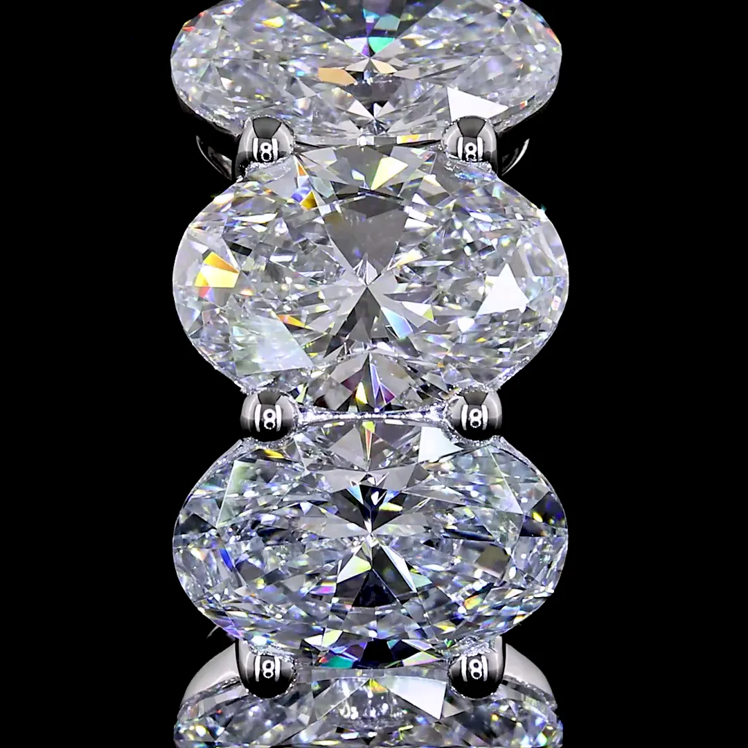 5.29 Cts 14k White Gold Oval Shape Huggies Earring - Image 3