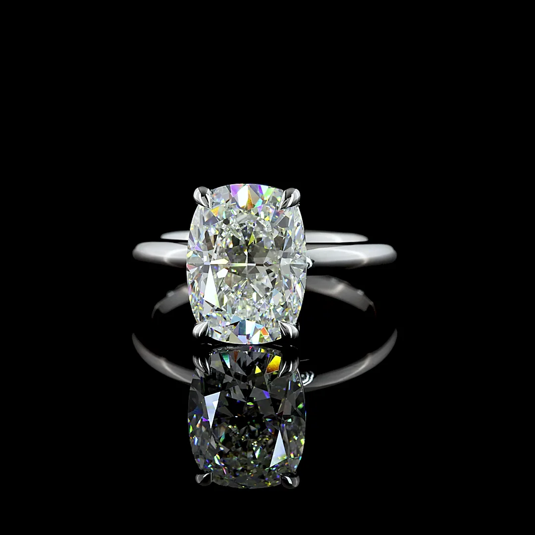 4.23 Cts 14k White Gold Cushion Brilliant Shape Solitaire Ring - Video