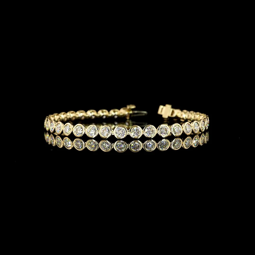 7.14 Cts 14k Yellow Gold Round Shape Tennis Bracelet - Video