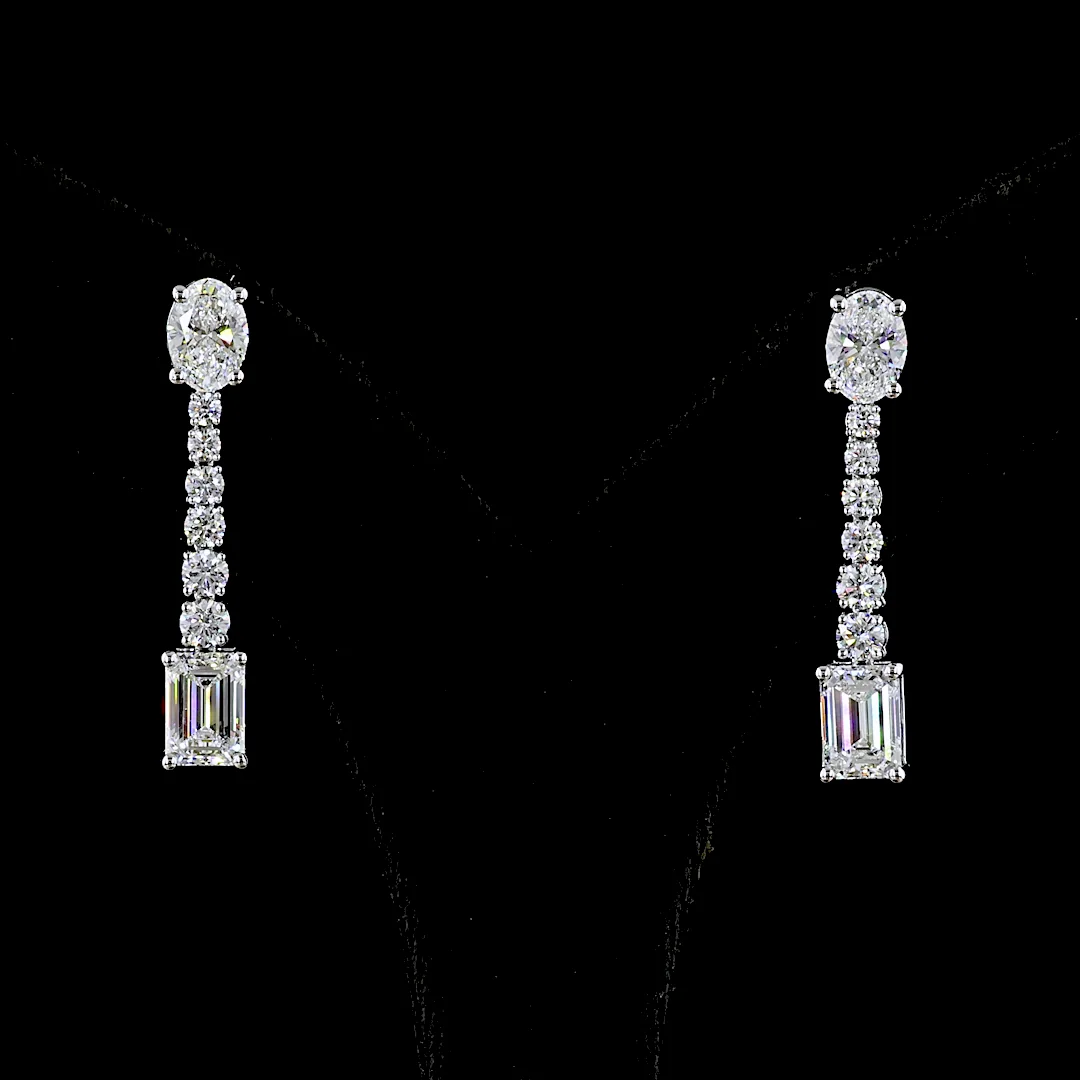 3.39 Cts 14k White Gold Mix Shape Hanging Earring - Video