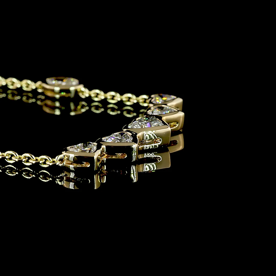 4.61 Cts 14k Yellow Gold Mix Shape Station Necklace - Image 2