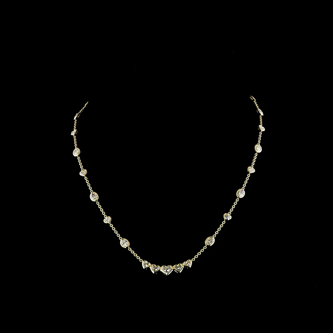 4.61 Cts 14k Yellow Gold Mix Shape Station Necklace - Video