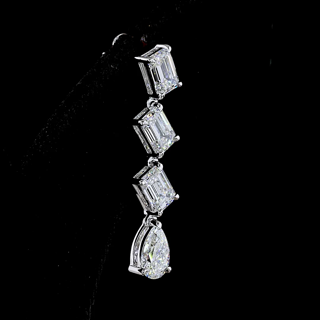 5.01 Cts 14k White Gold Mix Shape Hanging Earring - Image 4