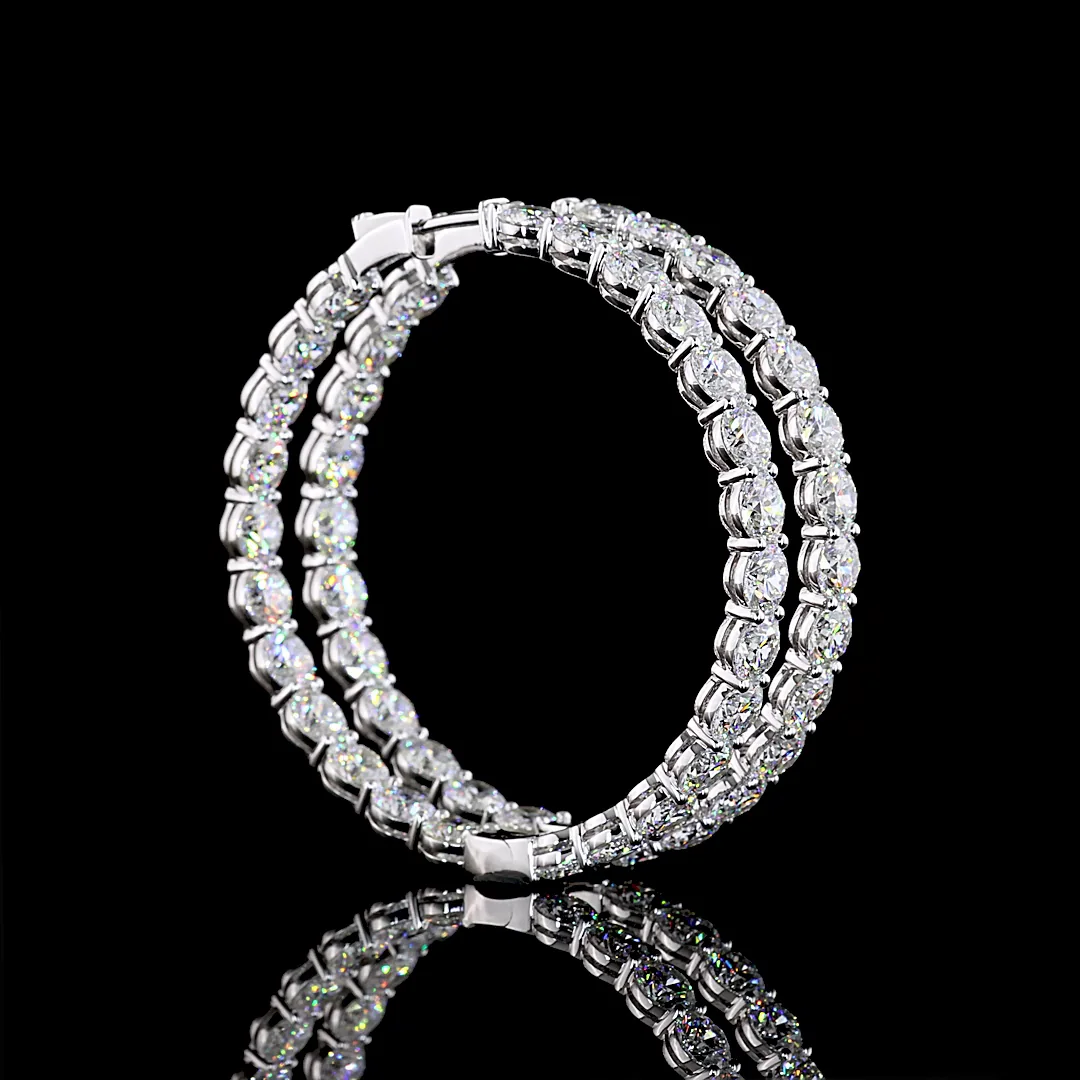 24.94 Cts 14k White Gold Round Shape Hoops Earring - Image 3