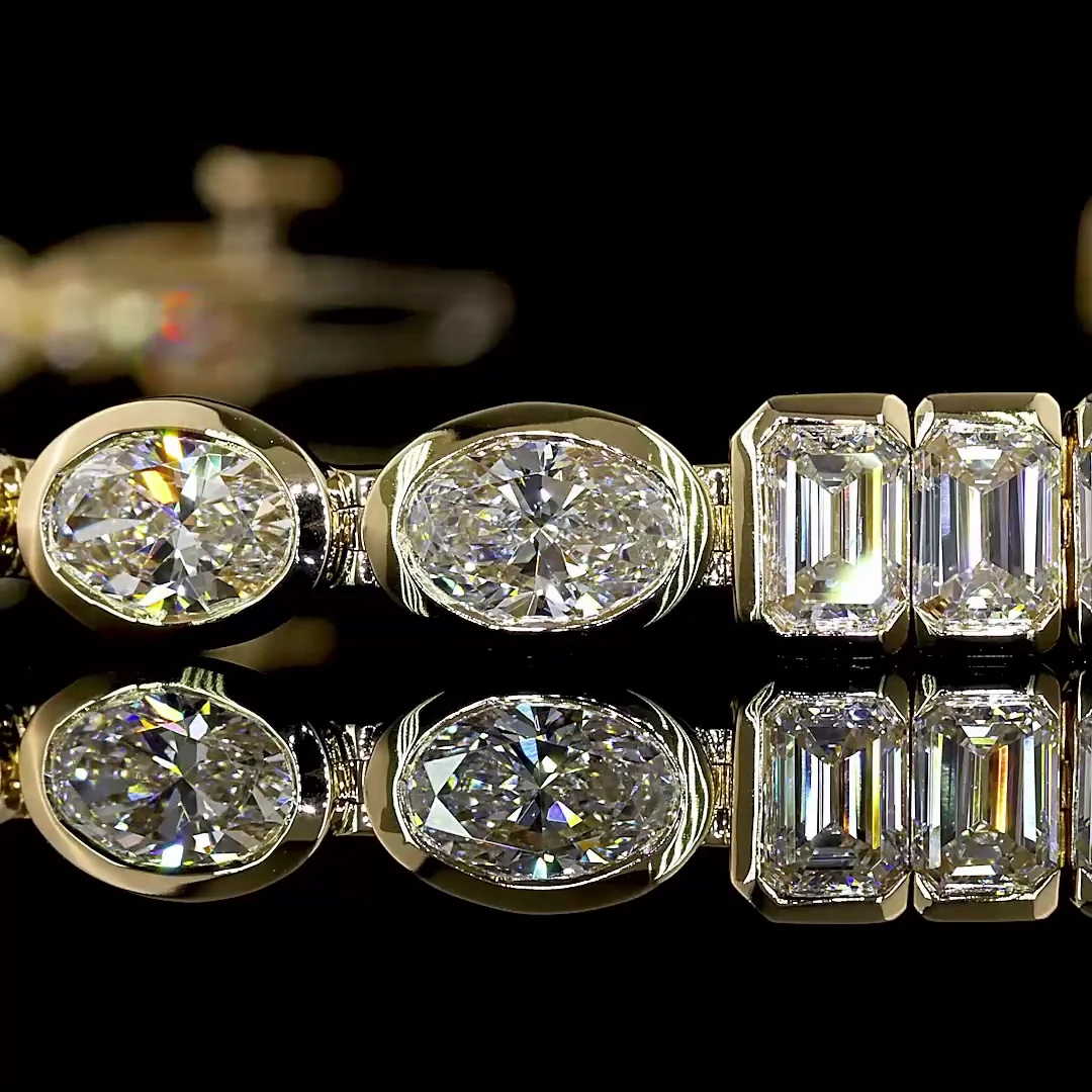 9.32 Cts 14k Yellow Gold Mix Shape Tennis Bracelet - Image 2