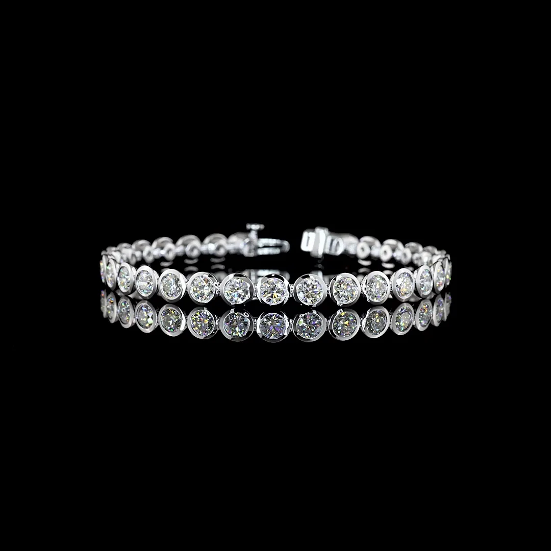 9.9 Cts 14k White Gold Round Shape Tennis Bracelet - Video